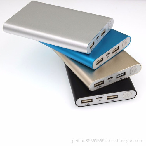 Aluminum alloy shell universal usb polymer portable battery charger power bank 10000mah with dual usb output